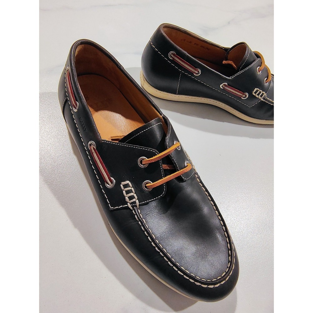Bally Boat Shoes Loafers Mens Dark Brown Leather Deck Loafers Switzerland 8D - Picture 4 of 11